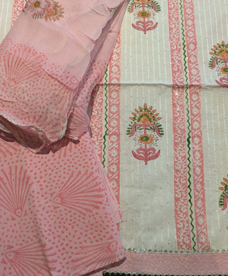 Pink Flare sequence, unstitched salwar suit with dupatta