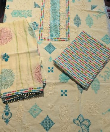 Threadwork unstitched salwar suit