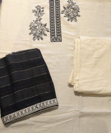 Pale Peach sequence, Threadwork unstitched salwar suit with dupatta