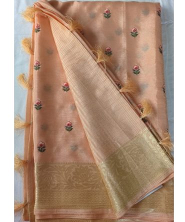Blush Petal Elegance Semi Crepe Saree