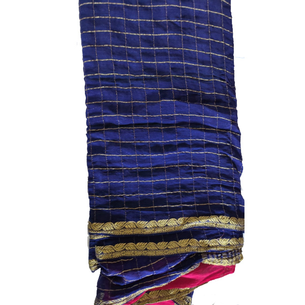 Midnight Charm Chinnon Saree with Zari Grid & Golden Border