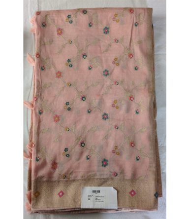 Delicate Floral Weave Cotton Silk Saree with Tassel Accents