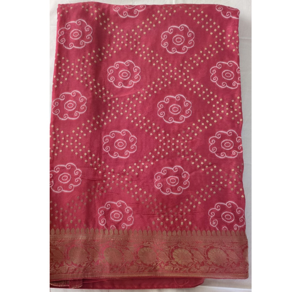 Heritage Bandhani Silk Saree with Zari Border