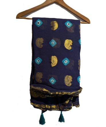 Midnight Blue Paisley Designer Saree