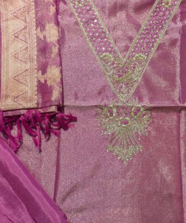 Shimmering Purple Embroidered Chanderi Suit