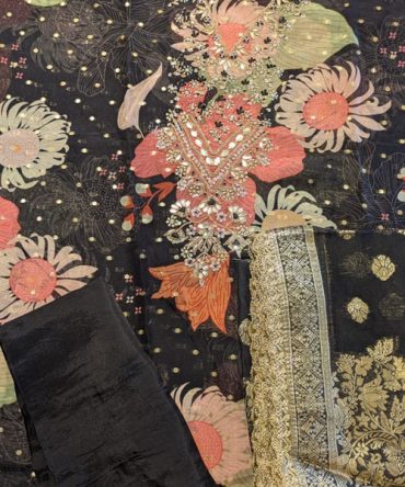 Midnight Floral Embroidered Suit Set