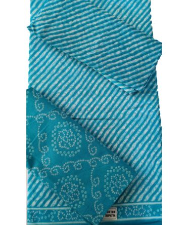 Diagonal Stripes & Bandhani Motif Cotton Suit Set